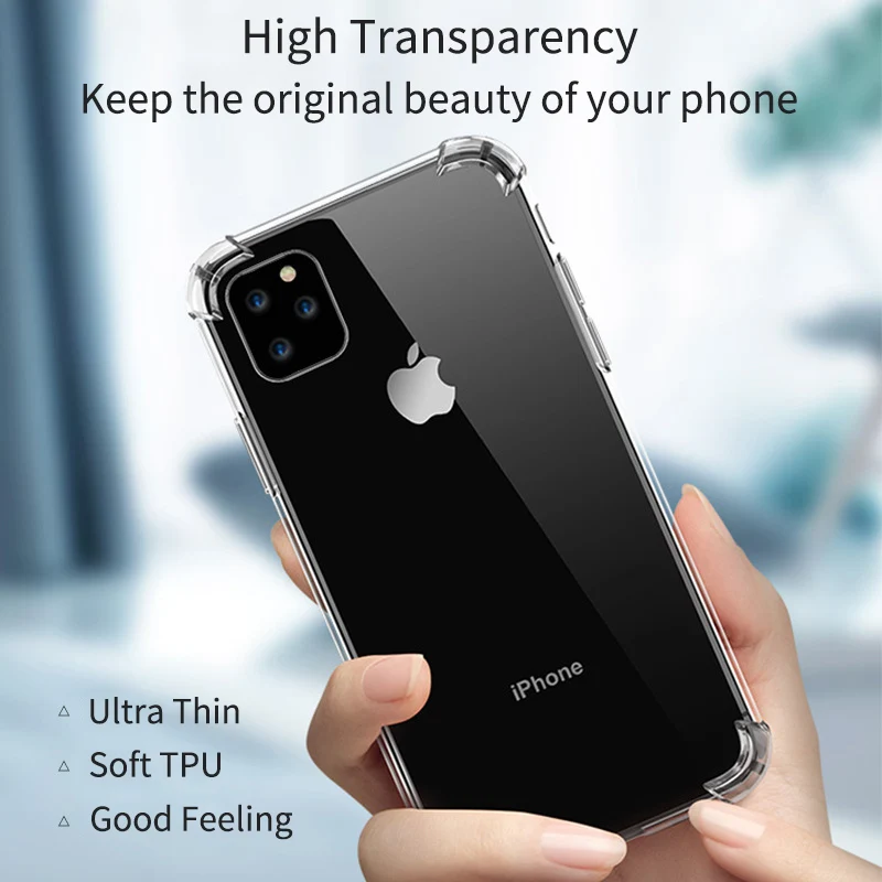 Жесткий прозрачный акриловый корпус для iPhone 11 Pro Max Coque Прозрачный чехол с