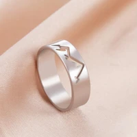 new style stainless steel rings simple design cut hollow mountain snow mountain pattern rings for women fashion party jewelry