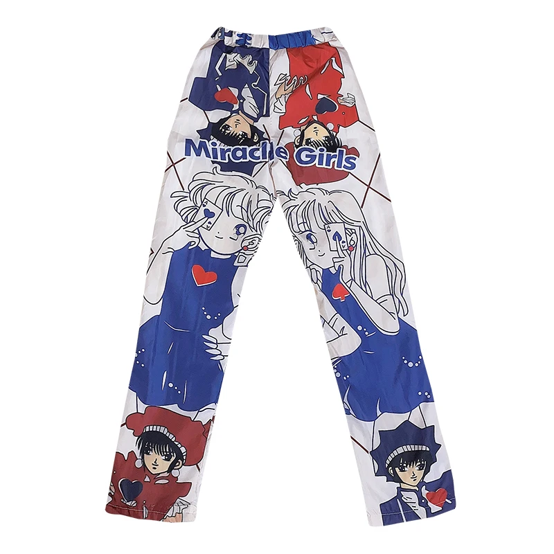 

New Summer Japanese Harajuku Kawaii Cartoon Print Gothic Pants Female Loose Trousers Cute Feet Pants Mujer