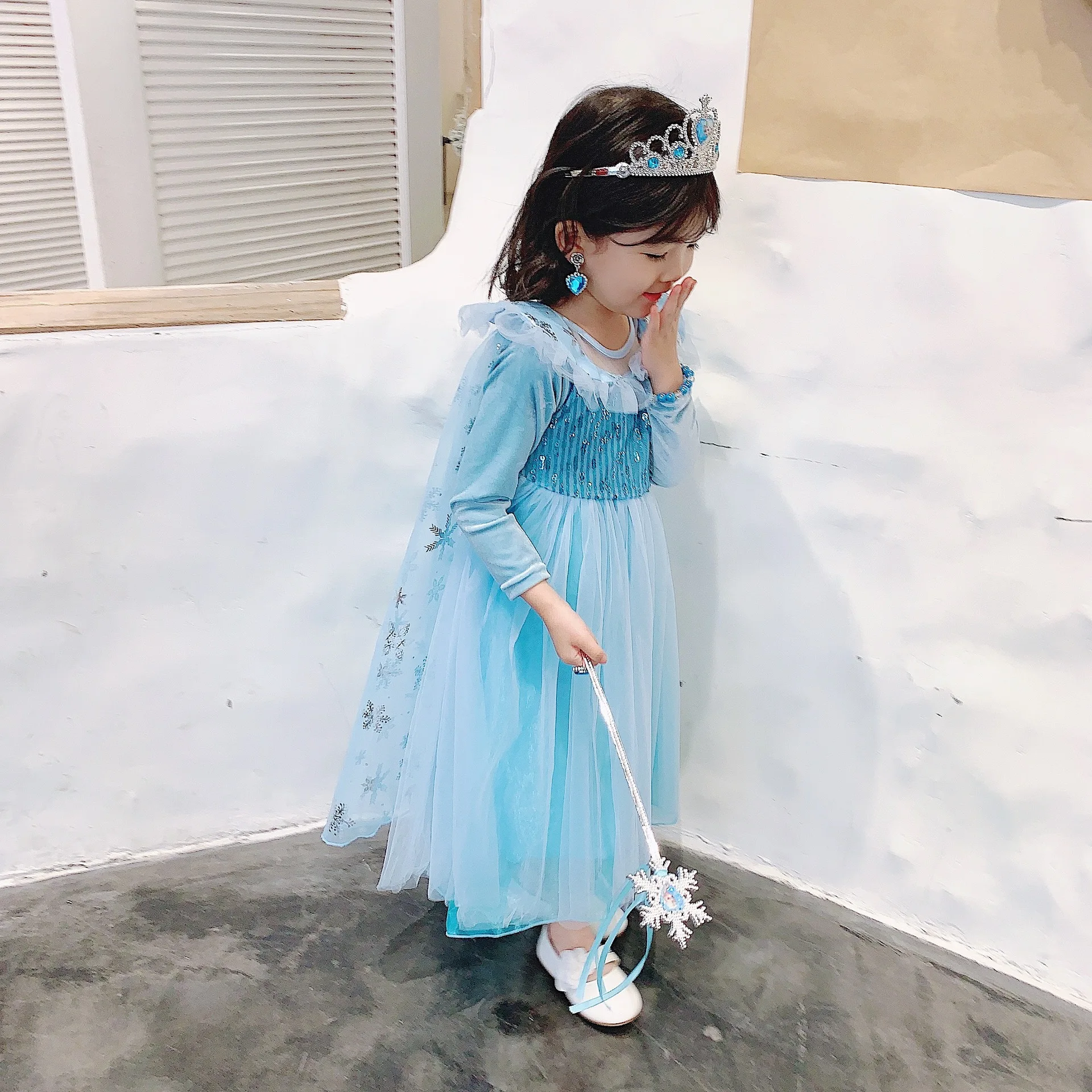 WLG/платья принцессы для девочек детское весенне-осеннее милое Сетчатое