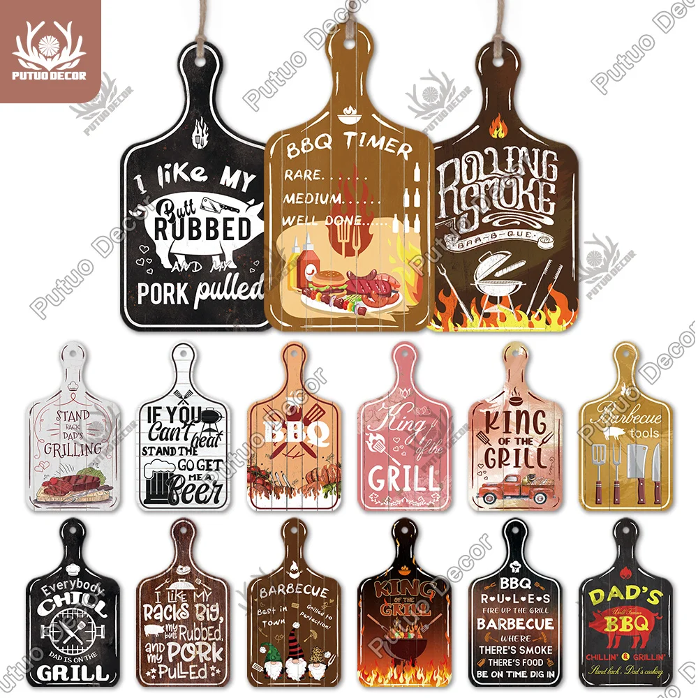Putuo Decor Barbecue Small Chopping Board Wood Sign Hanging Plauqe for Personalized Home Decoration Kitchen Camping Wall Decor