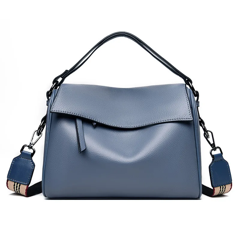 

Women's Bag 2021 New hand-held one-shoulder bag head layer cowhy wide shoulder strap ladies urban stiletto bag