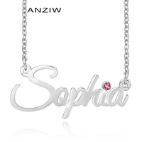 anziw high quality 2020 new fashion jewelry gold babygirl letter necklace name pendants lovely gift for the lover