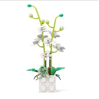 MOC Building Block C7227 Colorful Phalaenopsis Vase Artificial Flower Bouquets Plants Chinese Style Home Decoration Idea Gifts