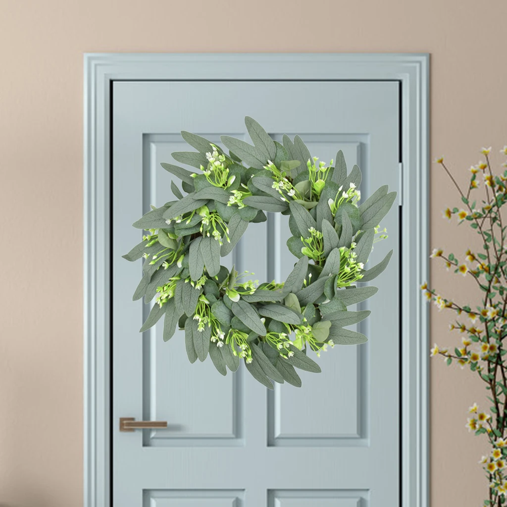 

Eucalyptus Wreath Artificial Plants Background Wall Window Decorative Wedding Party Farmhouse Gifts Diy Front Door Home Decors