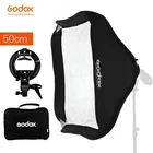 Софтбокс Godox 50x50 см, диффузор 20*20 дюймов + кронштейн S-типа, держатель Bowens для студийной фотосъемки, Вспышка Speedlite