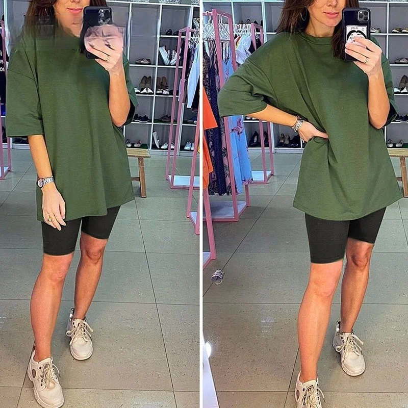 

Casual Solid Outfits Women's Two Piece Suit with Belt Home Loose Sports Tracksuits Fashion Bicycle Summer Hot Suit 2020