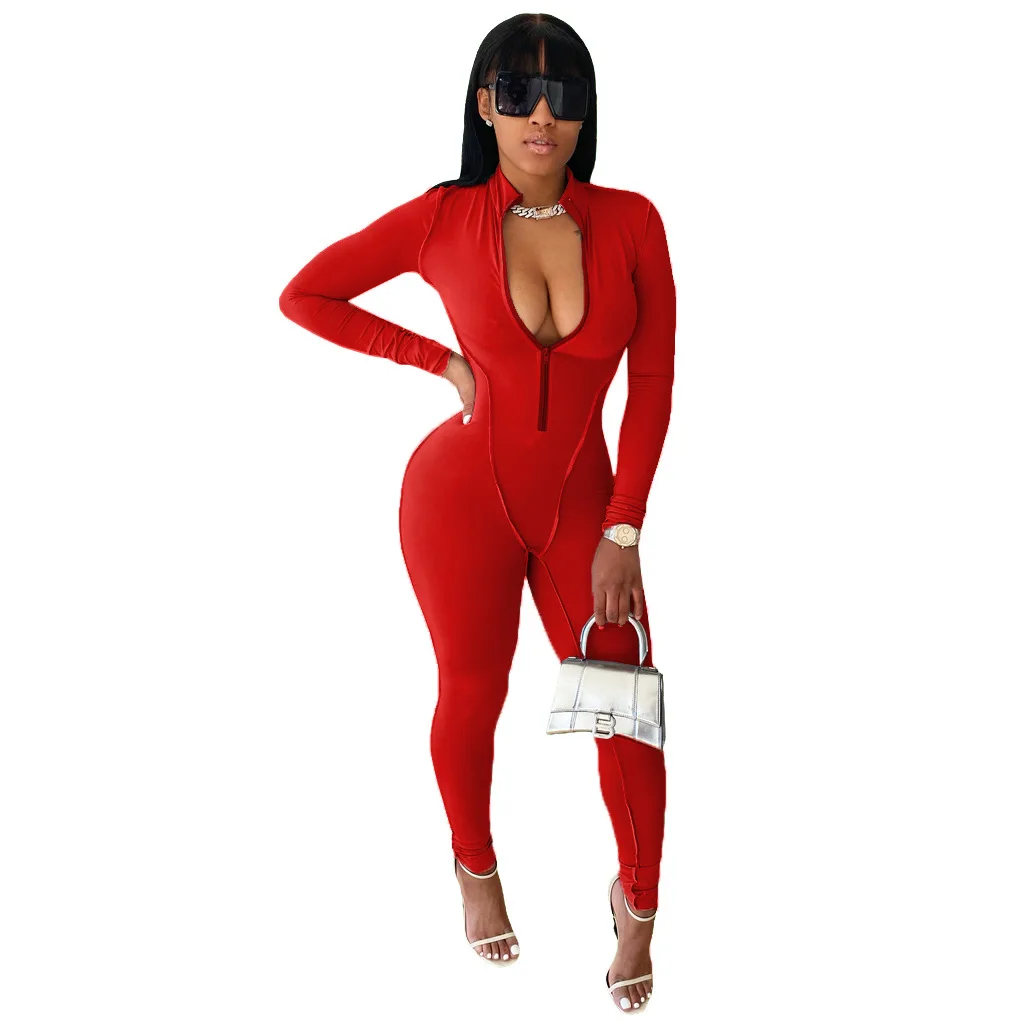 

Sportswear One Piece Jumpsuit Women Zipper Long Sleeve Outfits Overalls Streetwear Playsuits Womens Fashion Romper Undefined