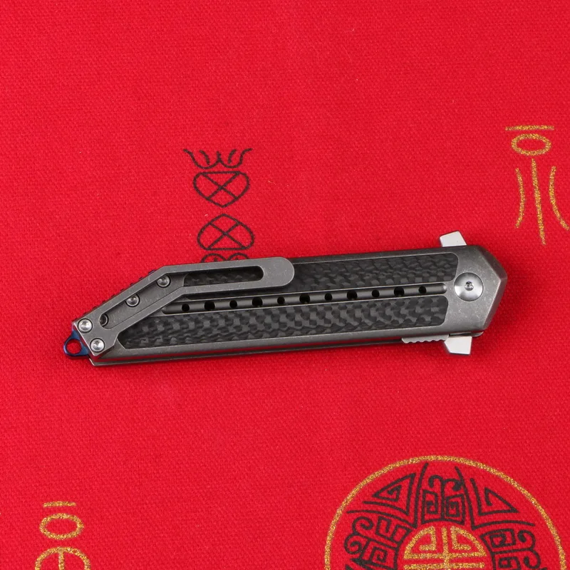 Складной нож LOVOCOO S35VN blade CF + титановая ручка Карманный Походный для выживания