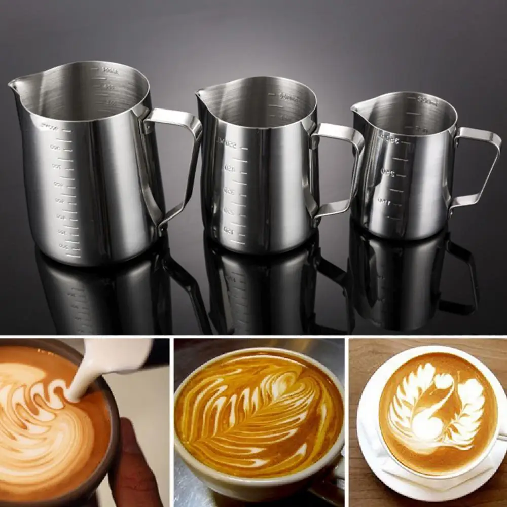 

350/600/1000ML Stainless Steel DIY Coffee Jug Milk Frothing Craft Pitcher Cup
