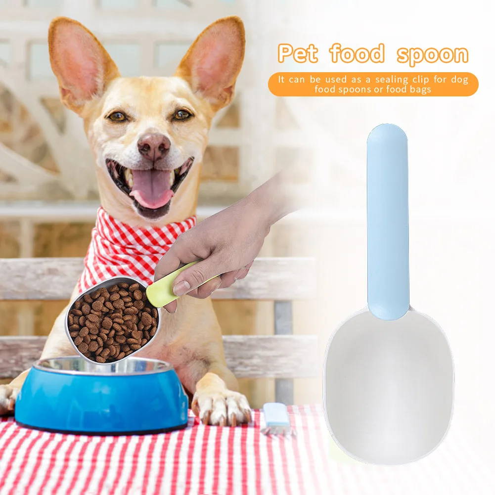 

Pet Cat Dog Food Shovel Mutli-Function Feeding Scoop Spoon with Sealing Bag Clip Creative Measuring Cup