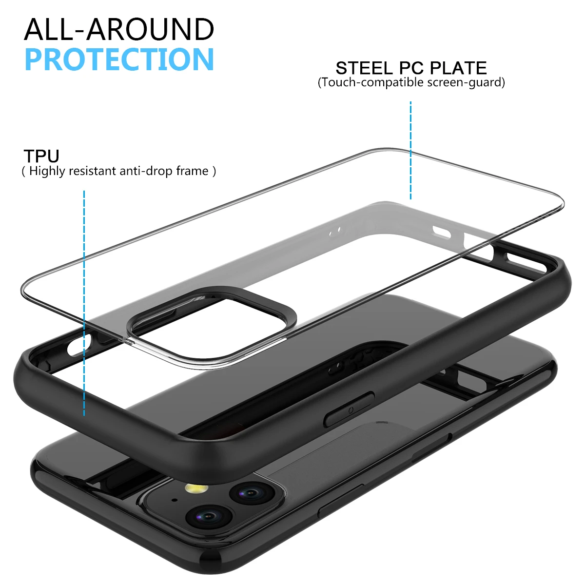 For iPhone 11 Pro Max X XS MAX XR Case Clear Hybrid TPU+PC Transparent Shockproof Cover for 7 8 Plus | Мобильные телефоны и