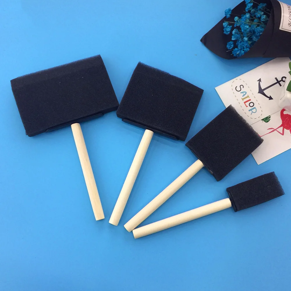 

24Pcs Paint Brush Set Wood Handle Sponge Painting Brush for Kids (6 Sets)