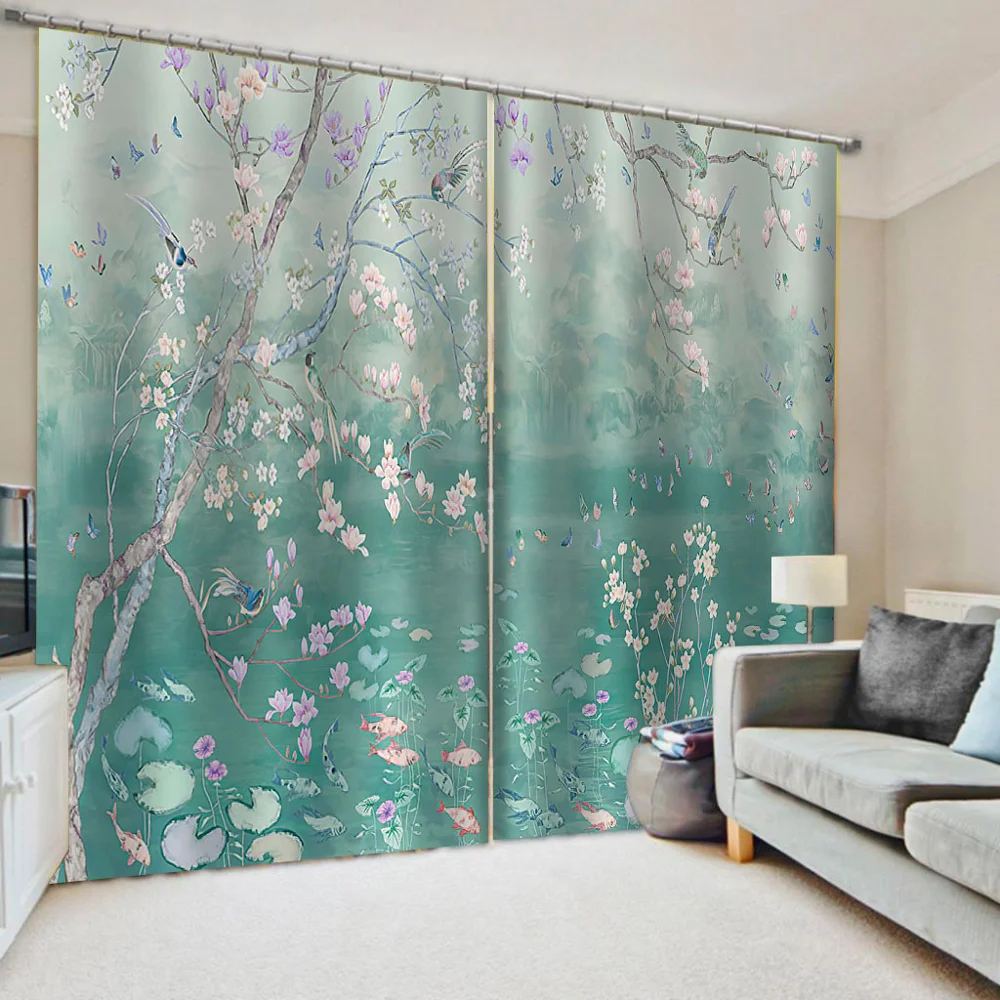 

Custom 3D Blackout Curtain Modern fresh Living Room Bedroom Curtain For Window Home Decor green Cortinas Para La Sala