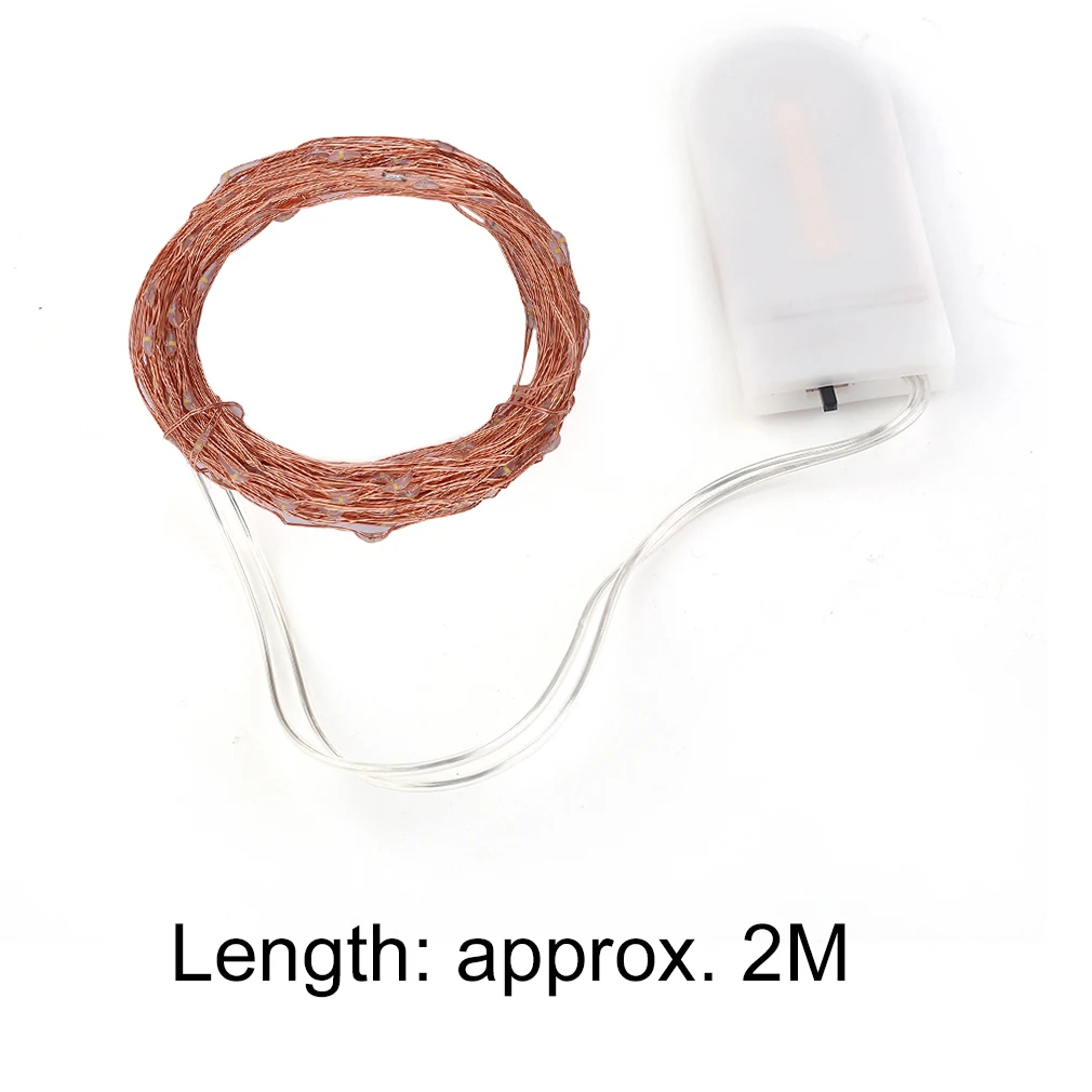 

2M 20 LEDs Button Battery Operated LED Copper Wire String Fairy Lights With Milky White Battery Case for Christmas Party