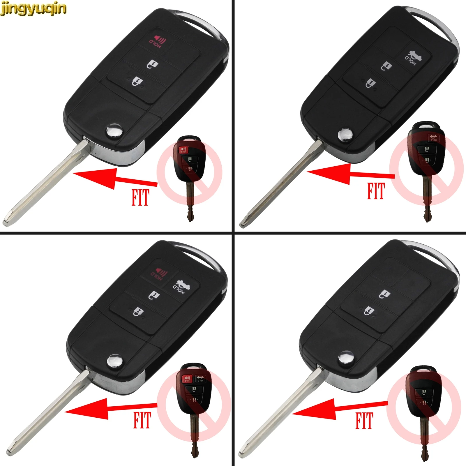 

Jingyuqin 2/3/4 Buttons Replacement Folding Car Key Shell Remote Modified for Toyota Prius RAV4 Camry Remote Control Key Styling