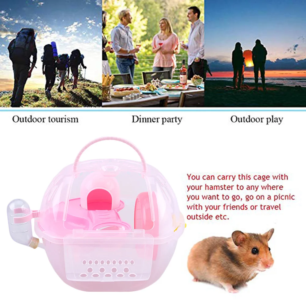 

1Pc Hamster Cage Pet Go Out Box Outdoor Carrier Portable Small Lightweight With Handle for Hamsters Gerbils (Sky-Blue)