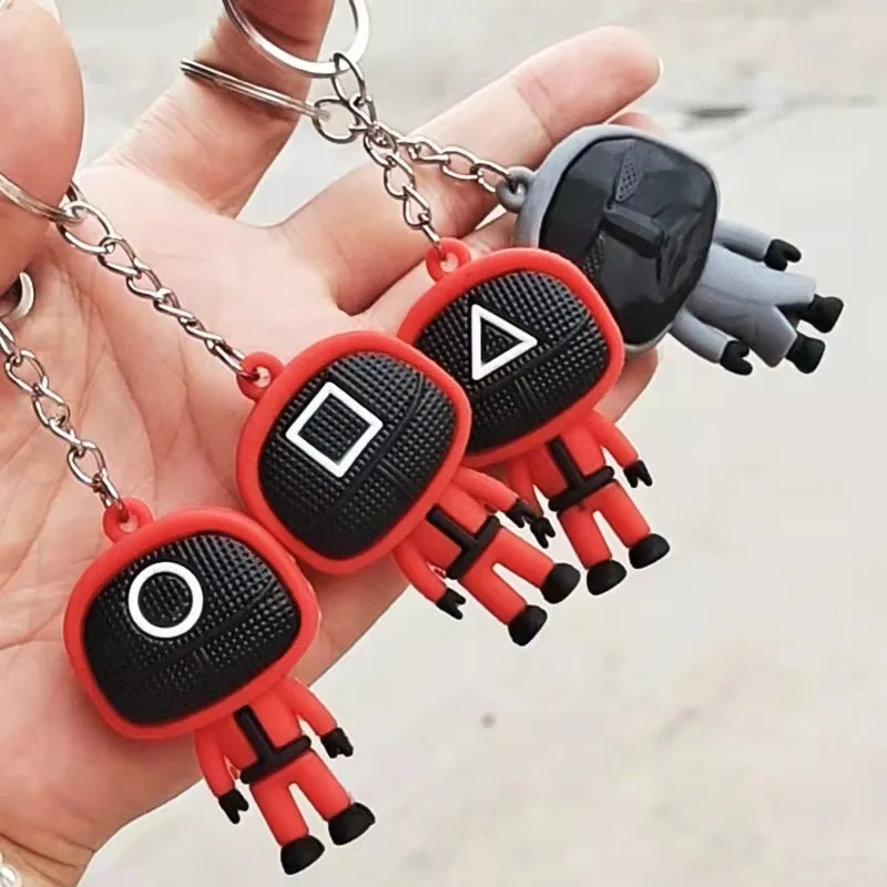 

Squid Game PVC Keychians Anime Round Six Men In Red Icon Kawaii Cartoon Dolls Keyrings Xmas New Year Gifts