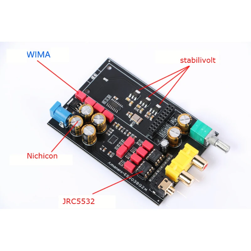 

Hi END decoder DAC DSD ES9038 AMP Amanero USB Card DAC Decoder amplifier Headphone Output Support for PCM 24Bit 192kHz DC12V