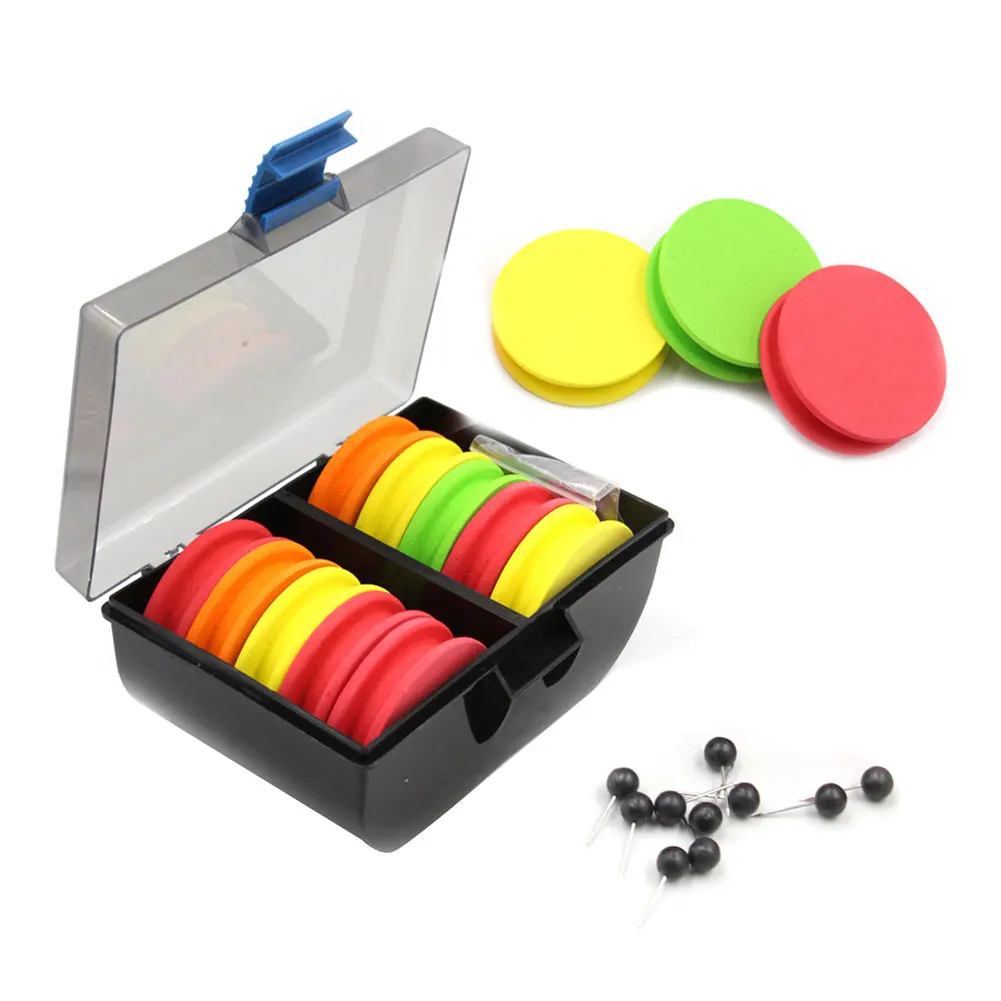 10pcs Fishing Foam Spools Fishing Line Round Coil EVA Foam Pins Fishing Line Winder Organizers Rig With Storage Box