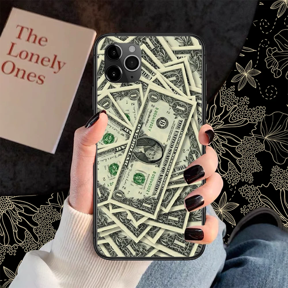

Money Dollars Phone Case Cover Hull For iphone 5 5s se 2 6 6s 7 8 12 mini plus X XS XR 11 PRO MAX black soft Etui silicone