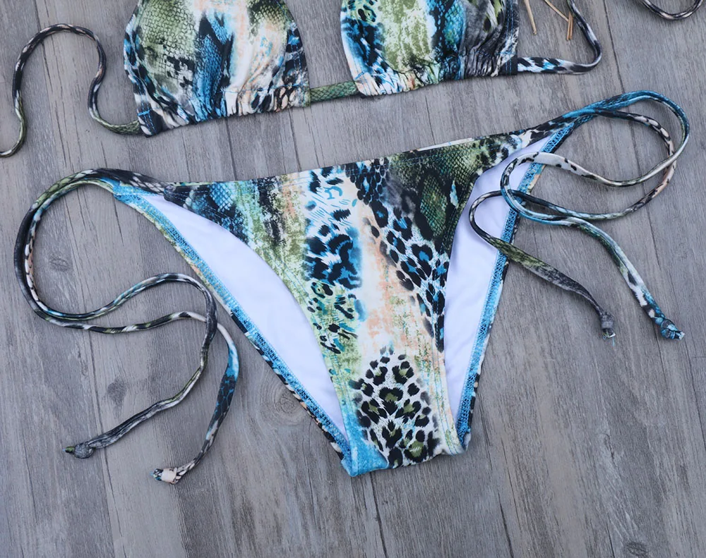 Сексуальный мини микро бикини 2019 купальный костюм пуш-ап купальник Змеиный