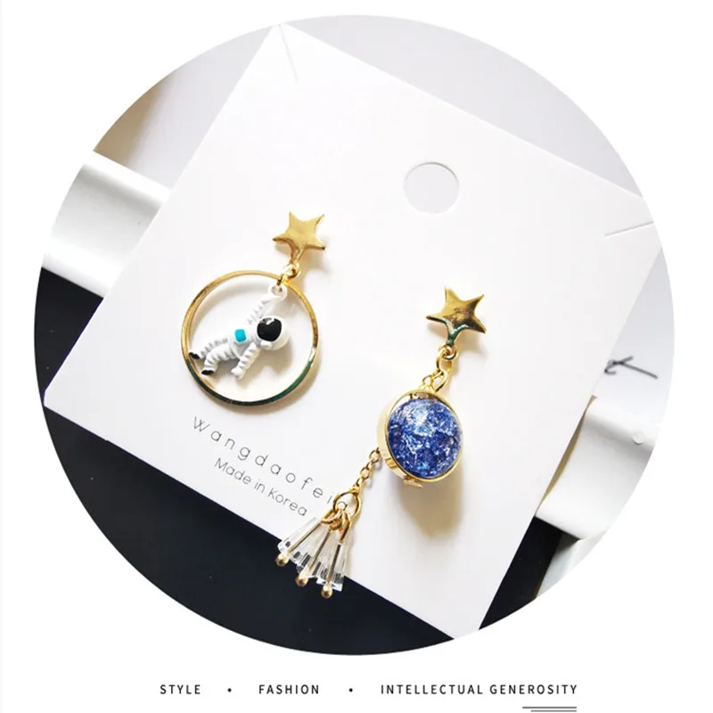 Новинка асимметричные серьги с пентаграммой 2019 корейские космические