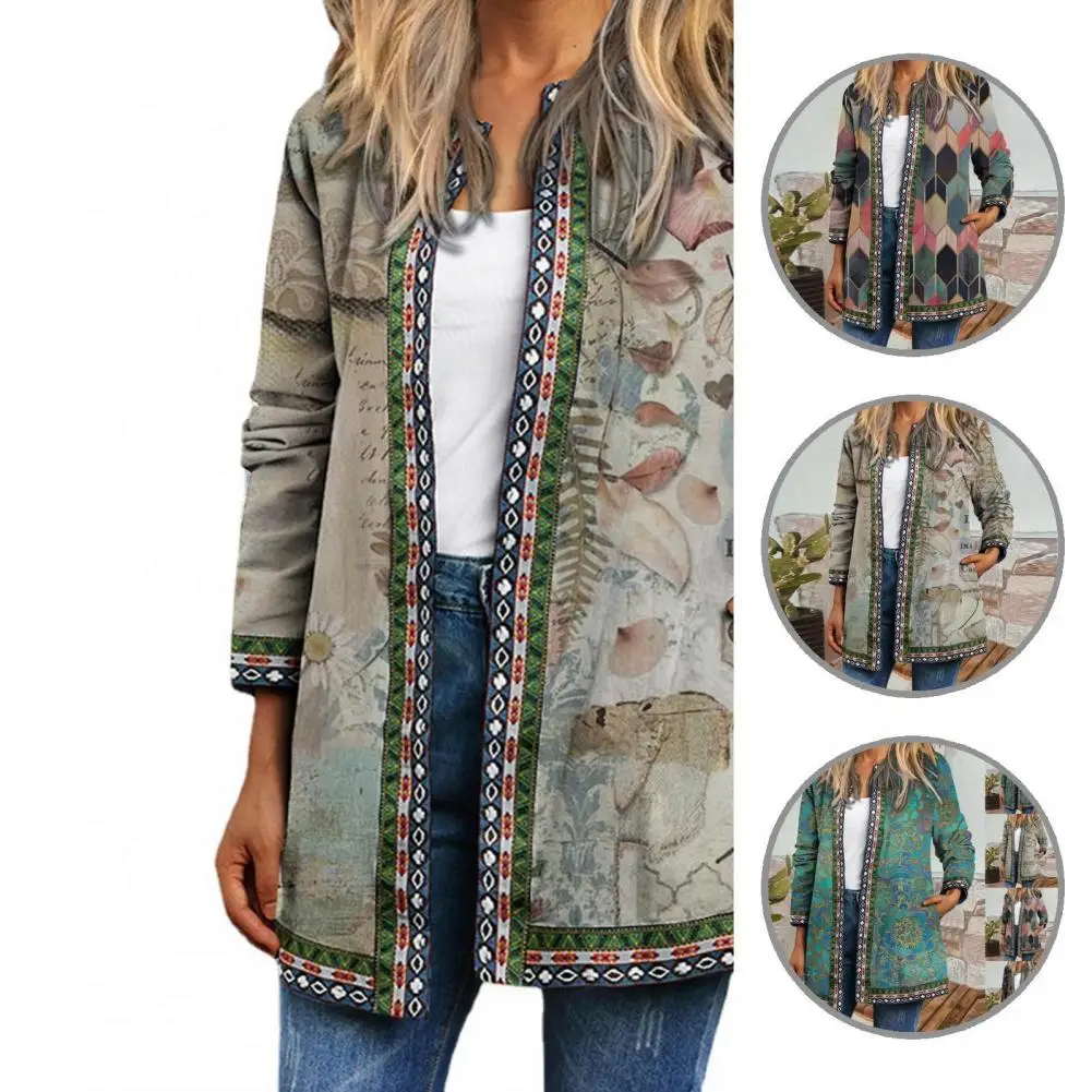

Winter Trendy Vintage Women Winter Coat Leaves Coat Multi-pattern for Autumn