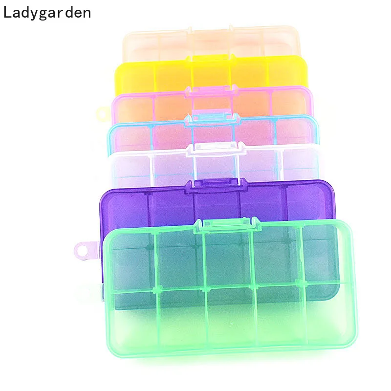 

14PCS 12.9cm Plastic Transparent Storage Box Jewelry Adjustable Container Detachable Storage Box Nail Tool Storage Boxes