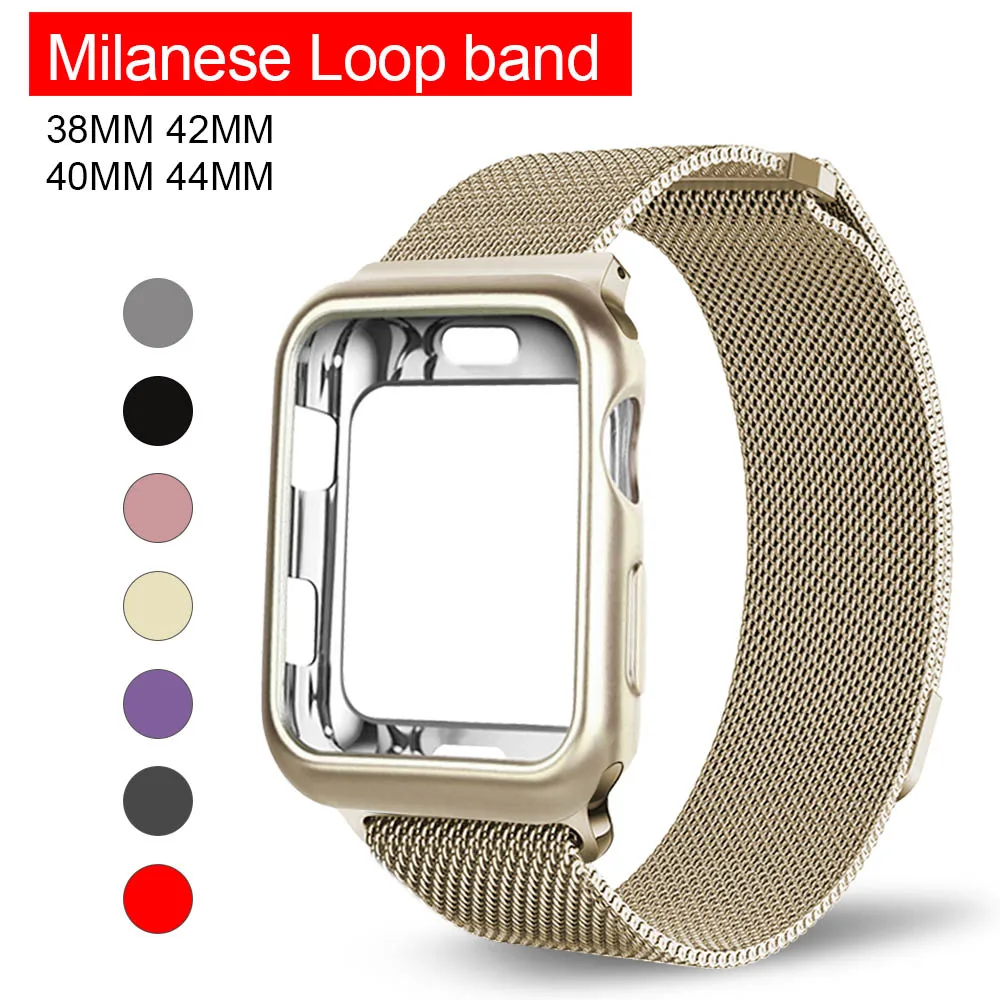 Миланский ремешок+ чехол для 38 мм 42 мм apple iwatch series 3 2 1 ремешок 40 мм 44 мм для apple watch 4 pulseira аксессуары для браслетов
