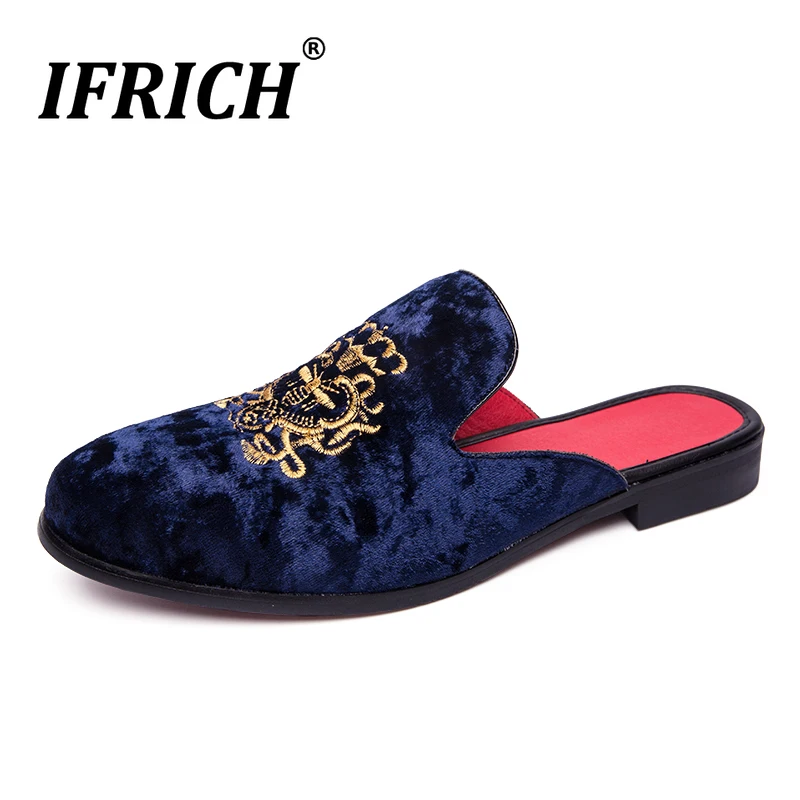 2019 Summer Luxury Men Sneakers Half Drag Flats Shoes For Mens Breathable Casual Fashion Blue Black slippers |