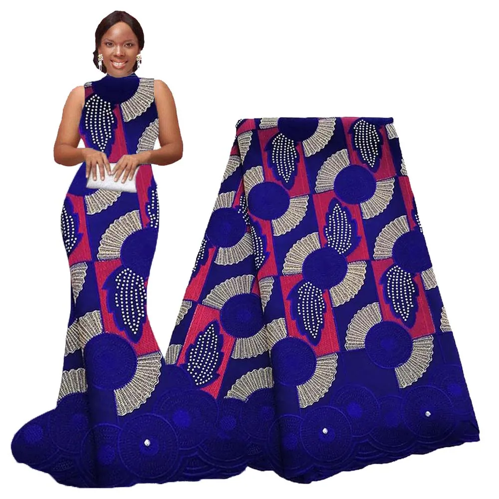 Королевский синий цвет розовый кружевная вышитая ткань хлопок швейцарская вуаль