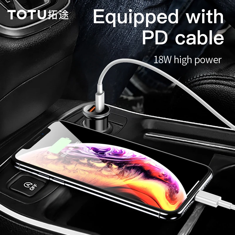 

TOTU 18W Car Charger QC4.0 Fast Charging For iPhone 7 X Samsung Huawei Universal Mobile Phone Quick Charger PD 3.4A Dual USB 3.0
