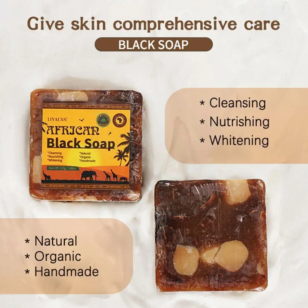 

Natural 100% African Black Soap Magic Anti Taches Rebelles Acne Beauty Care Treatment Body Body Bath Soap 110g Skin Z3X4