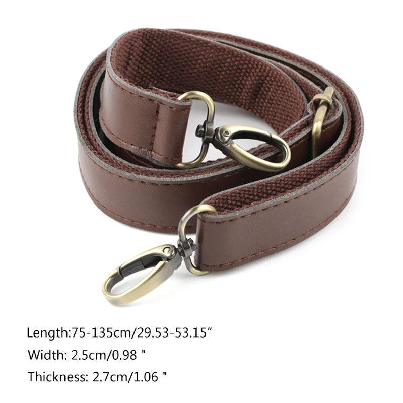 

J60D Adjustable PU Leather Purse Handbag Shoulder Strap Replacement with Swivel Hooks