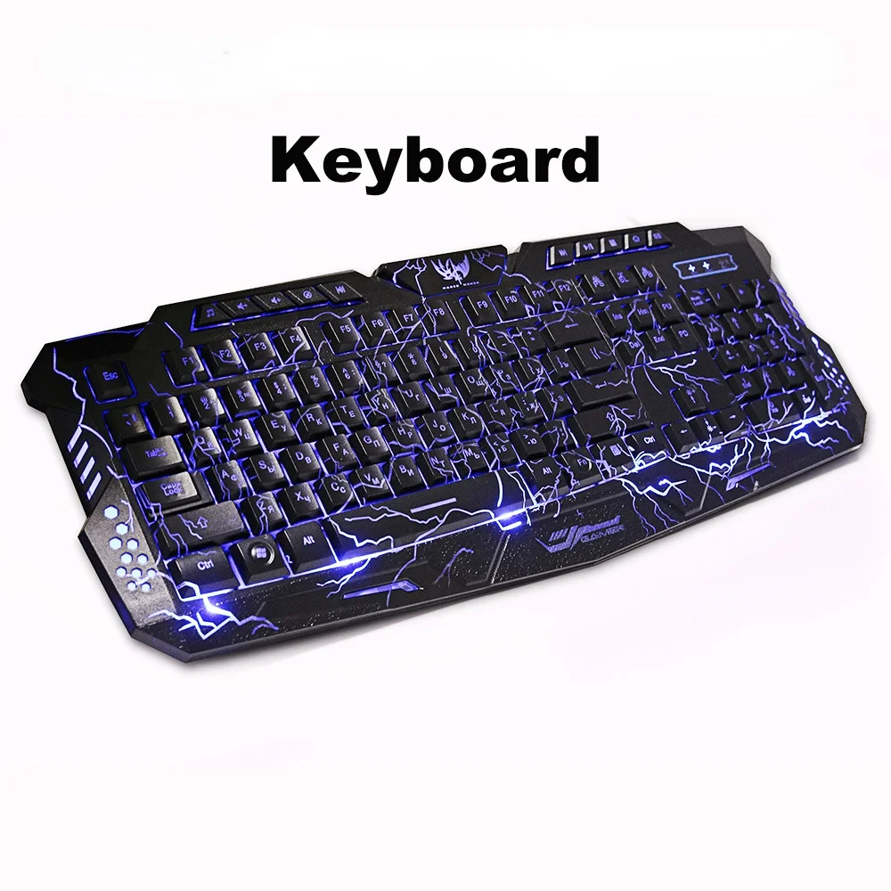Игровая мембранная клавиатура с трещинами проводная USB 3-цветной дышащей