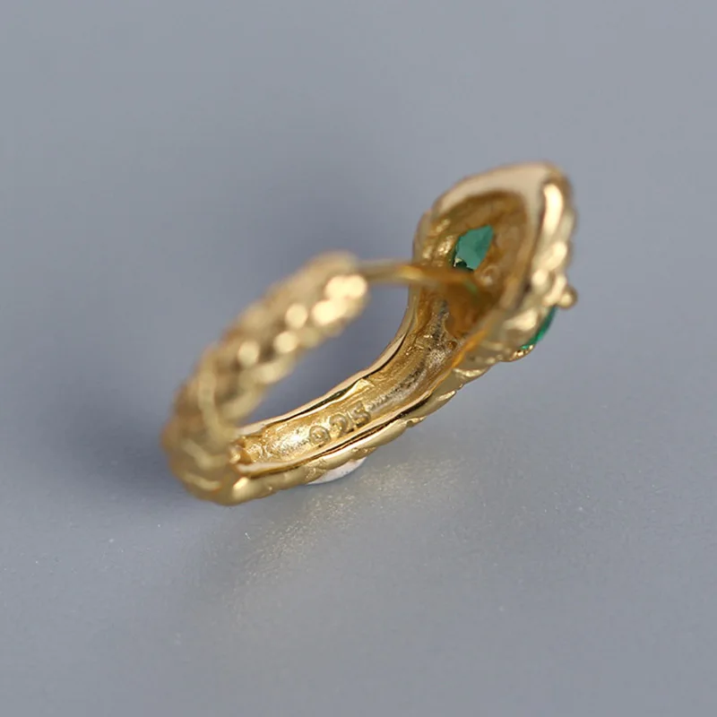 

ElfoPlataSi Real 925 Sterling Silver FashionSnake Eye CZ Charm 8mm Hoop Earring For Women Wedding Valentine's Day Jewelry DD446