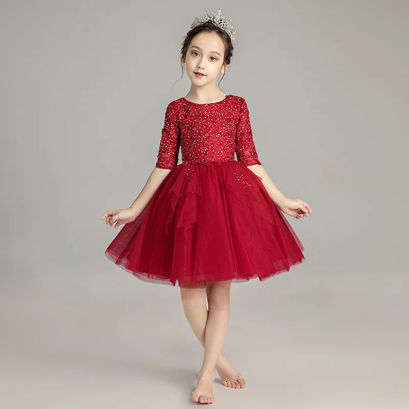 Кружевное Тюлевое платье принцессы для девочек детское Свадебное бальное дня
