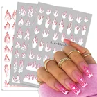 3D наклейки для ногтей с пламенем, абстрактные линии, женское лицо, украшение для ногтей, листья, арбуз, самодельные летние декоративные слайдеры, наклейки