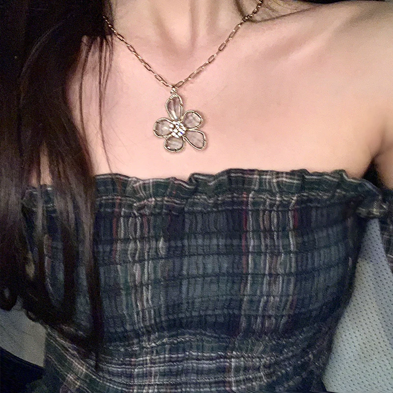 Супер сказочное хрустальное ожерелье с цветами Женская цепочка до ключиц