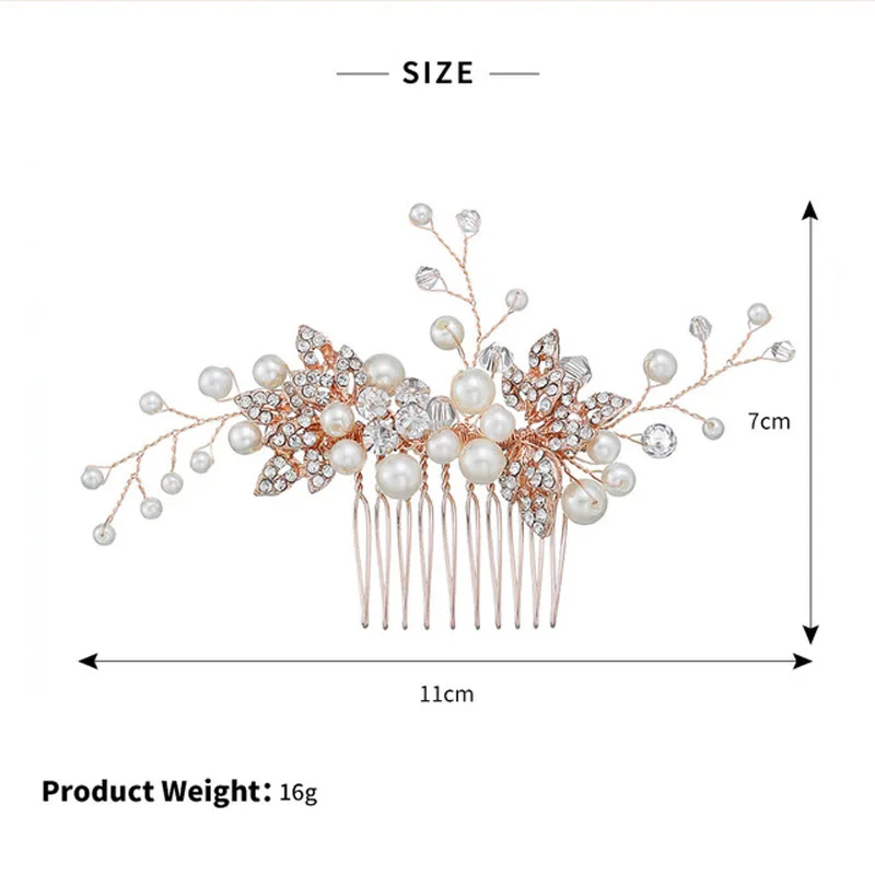 Женский свадебный гребень для волос SLBRIDAL украшение ручной работы из розового