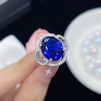 2021 silver new fashion ring simulation spinel sapphire color treasure adjustable for women exquisite hand jewelry gift hot sale