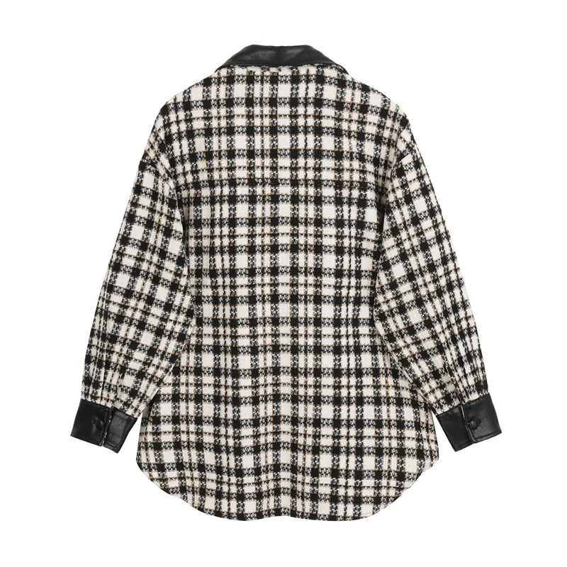 Женская клетчатая куртка с длинным рукавом однобортная модная уличная одежда