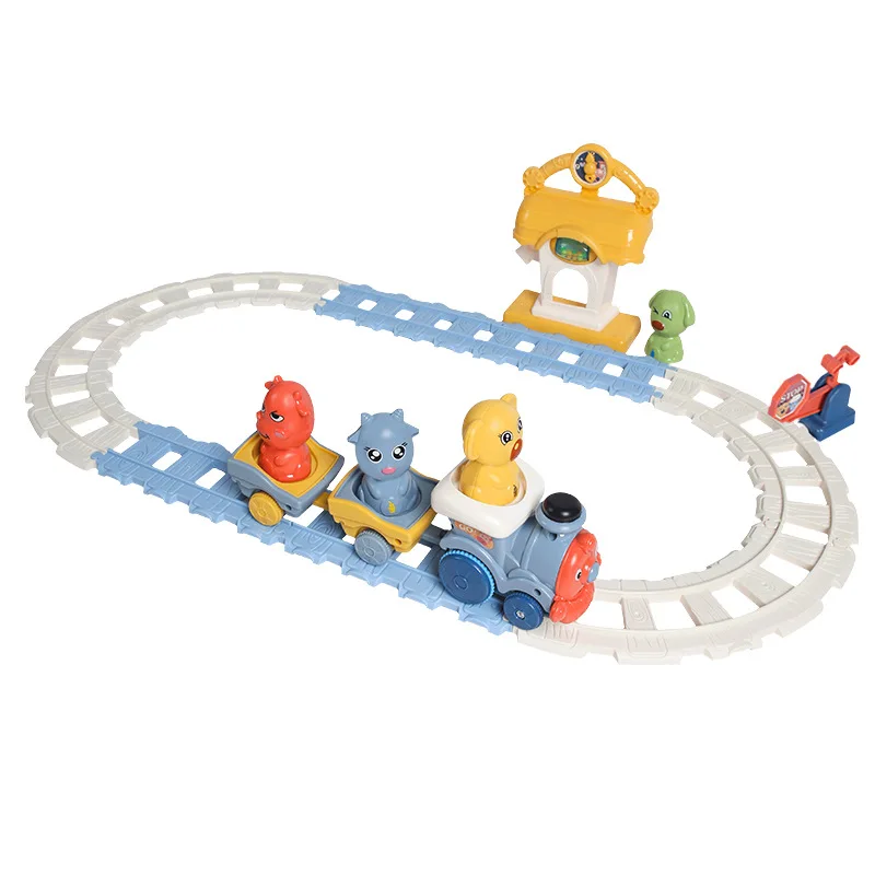 

Children's Electric Track Train Toy Sound and Light Music Cartoon Car Intelligent Induction Early Education Puzzle Birthday Gift