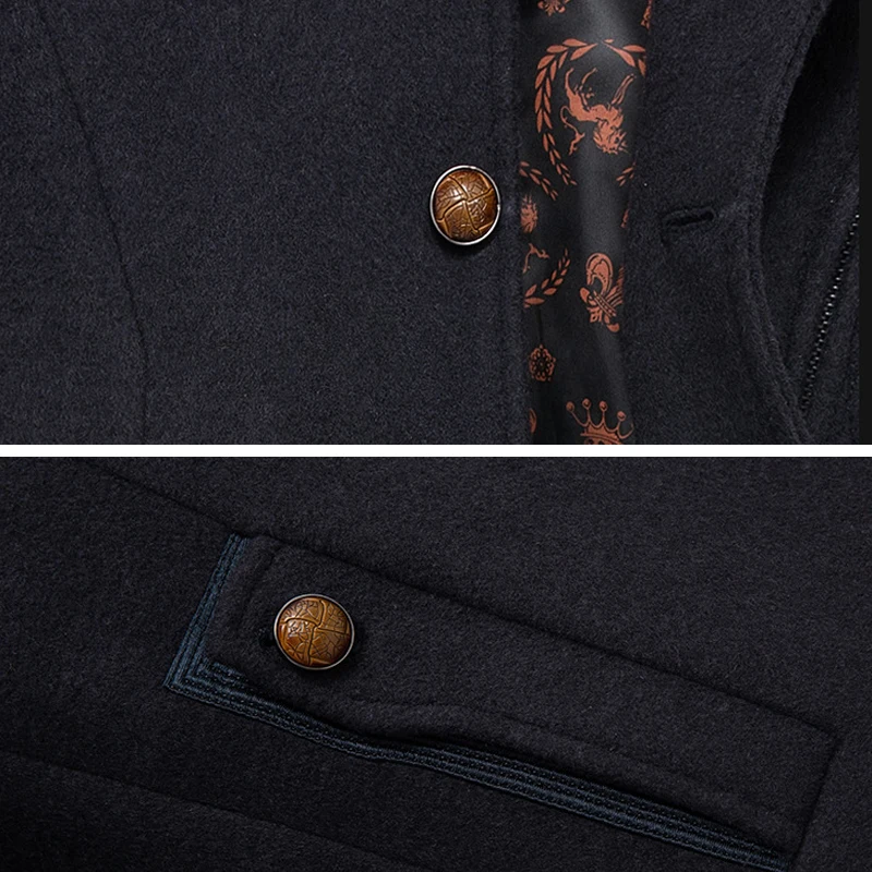 Мужские шерстяные пальто модное деловое теплое для мужчин Зимнее полупальто