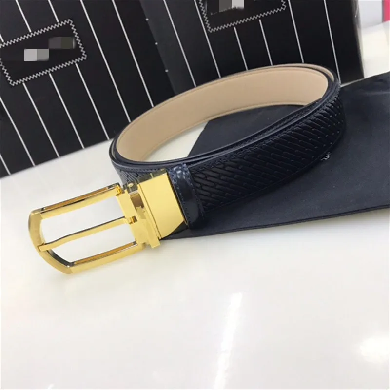 

Fashion men's wide belt buckle gold big psychological double needle female black leather belt dress coat waist beam under