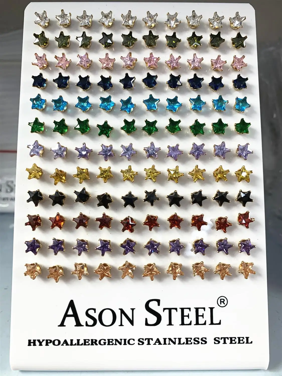 ASONSTEEL 60 пар/лот модные украшения для ушей серьги пусеты со звездным цирконием опт