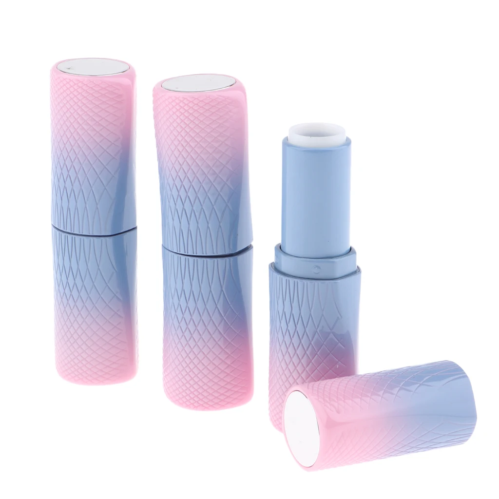 

3x Premium Vials,Pink Ombre Blue Empty Lip Balm Containers - DIY Empty Tubes