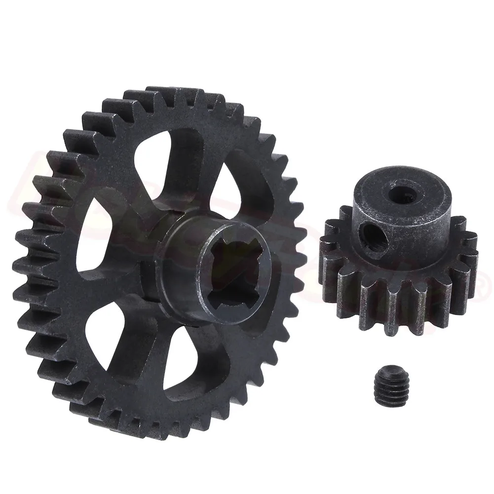 

2pcs 38T Steel Metal Diff Main Gear & 17T Motor Pinion Gear Spare Parts for WLtoys RC 1/18 A959 A949 A969 A979 K929 Replacement