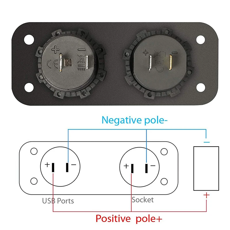 12V морской USB штепсельная розетка Панель 2 в 1 Гнездо для автомобильного
